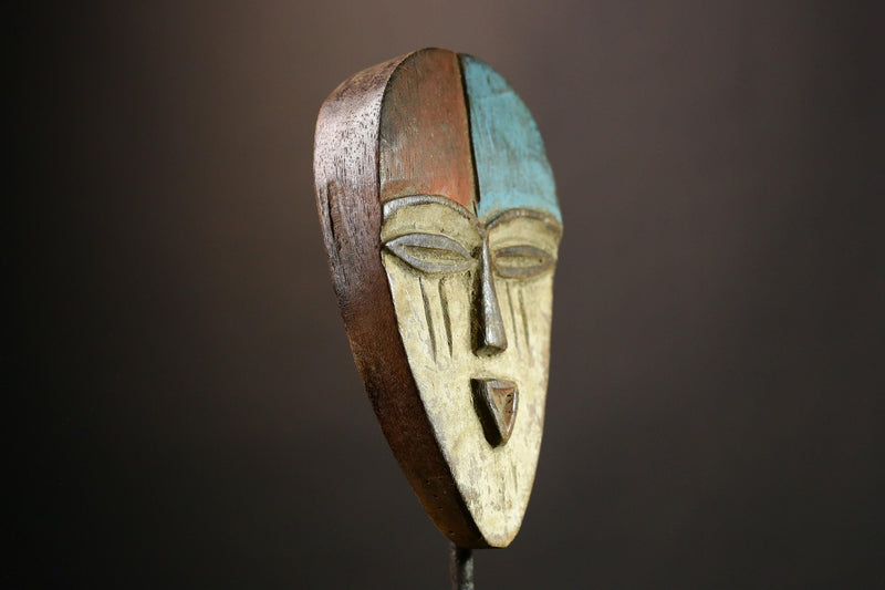 African Authentic Lega Mask Congo Bwami Art Carved Wall Decor Ethnic Wood Sculpture Tribal Cultural Artifact Unique Home Accent -G3597