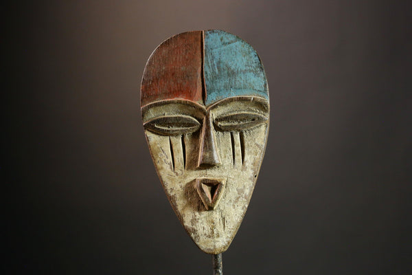 African Authentic Lega Mask Congo Bwami Art Carved Wall Decor Ethnic Wood Sculpture Tribal Cultural Artifact Unique Home Accent -G3597