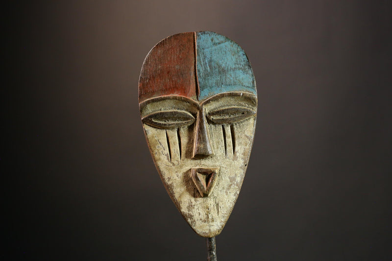 African Authentic Lega Mask Congo Bwami Art Carved Wall Decor Ethnic Wood Sculpture Tribal Cultural Artifact Unique Home Accent -G3597