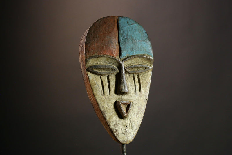 African Authentic Lega Mask Congo Bwami Art Carved Wall Decor Ethnic Wood Sculpture Tribal Cultural Artifact Unique Home Accent -G3597