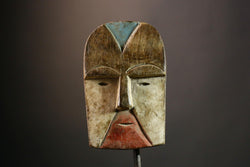 African Antique Lega Mask Congo Tribal Face Art Authentic Wall Decor Ethnic Wood Sculpture Rare Cultural Artifact- G3596