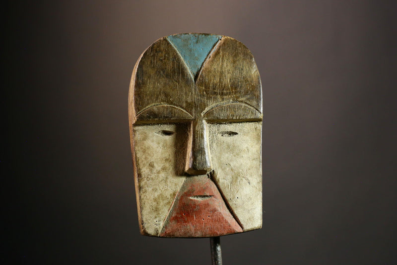 African Antique Lega Mask Congo Tribal Face Art Authentic Wall Decor Ethnic Wood Sculpture Rare Cultural Artifact- G3596