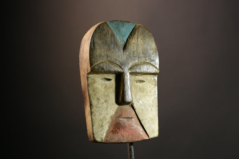 African Antique Lega Mask Congo Tribal Face Art Authentic Wall Decor Ethnic Wood Sculpture Rare Cultural Artifact- G3596