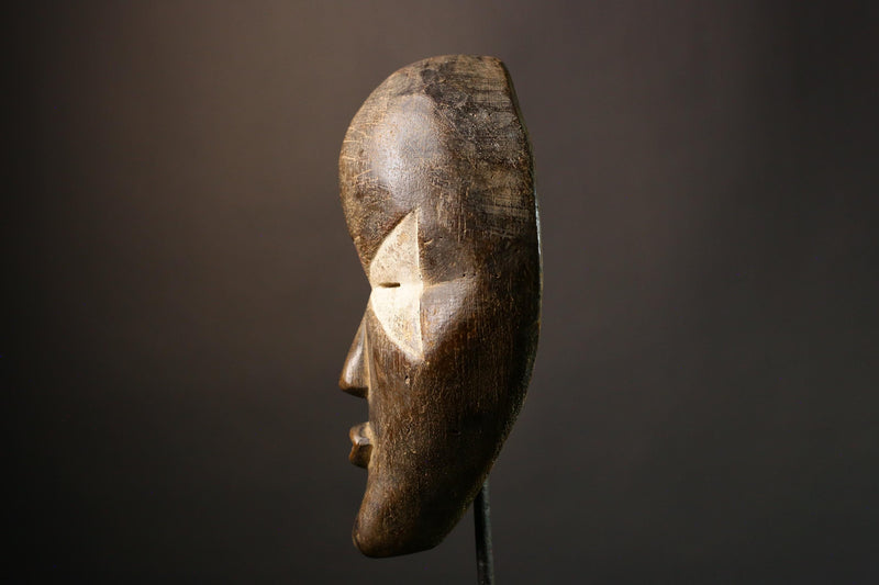 African Authentic Nigerian Igbo Mask Handcarved Wooden Maiden Spirit Art Tribal Wall Decor Ethnic Home Accent Rare Cultural Artifact- G3594