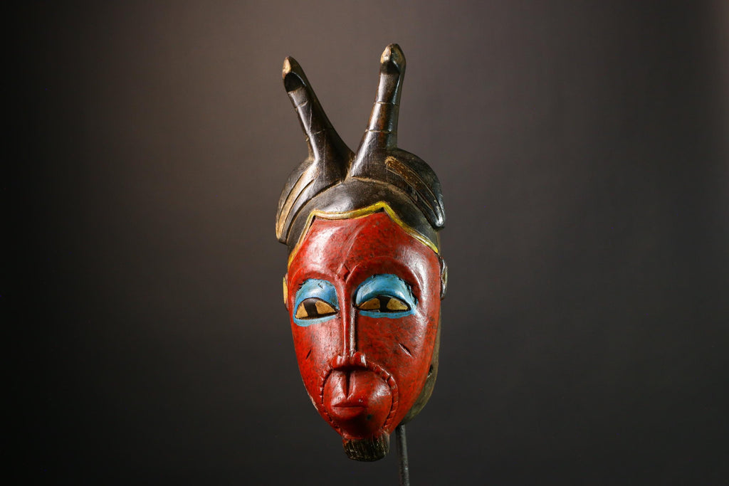 African Antique Wood Mask Beautiful Handcrafted Guro Art Unique Tribal Wall Hanging Ethnic Home Accent Decor Rare Cultural Artifact- G3591