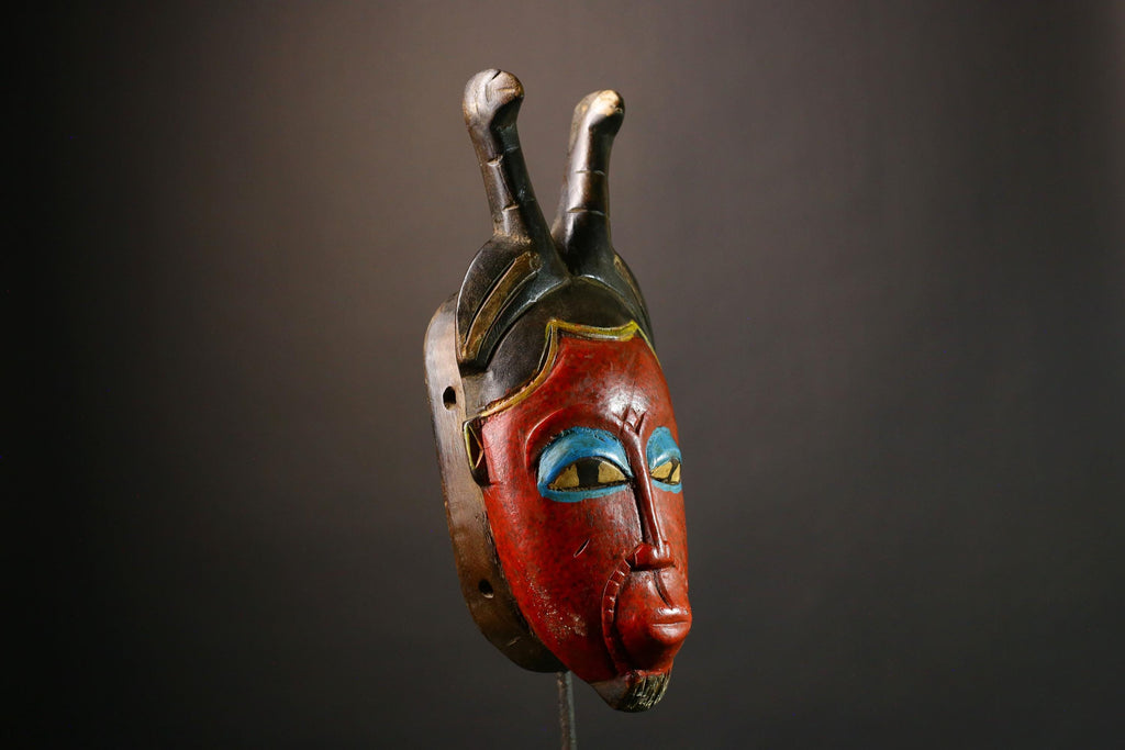 African Antique Wood Mask Beautiful Handcrafted Guro Art Unique Tribal Wall Hanging Ethnic Home Accent Decor Rare Cultural Artifact- G3591