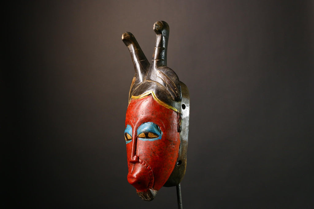 African Antique Wood Mask Beautiful Handcrafted Guro Art Unique Tribal Wall Hanging Ethnic Home Accent Decor Rare Cultural Artifact- G3591