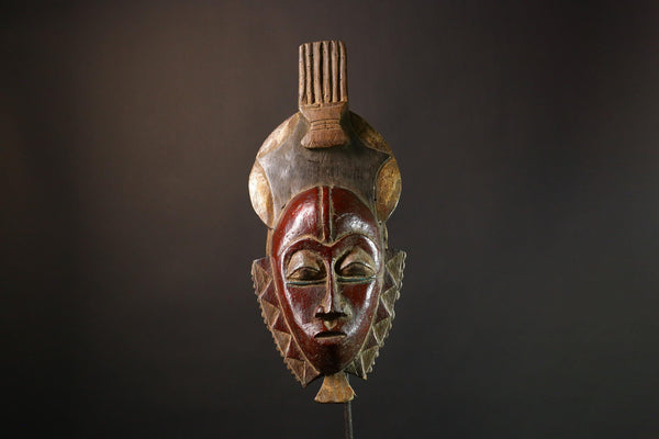 Antique Guro Wood Mask Tribal Wall Art Unique Collectible Decor Handcrafted Ethnic Home Accent Rare Cultural Artifact- G3590
