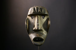 African Mask Dan Kran Tribal Handcrafted Wooden Face Sculpture Polychrome Wall Art Decor Authentic Liberia Ethnic Collectible Home -5167