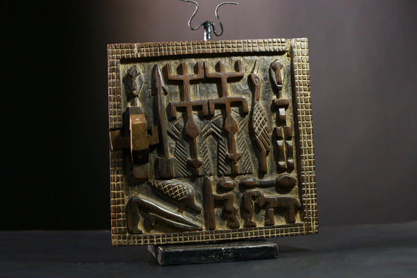 African Dogon Door - Hand-Carved Wooden Granary Door Decor from Dogoan Tribe in Mali - Unique Cultural Art Piece for Home Display-G3858