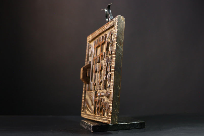 African Dogon Door - Hand-Carved Wooden Granary Door Decor from Dogoan Tribe in Mali - Unique Cultural Art Piece for Home Display-G3858