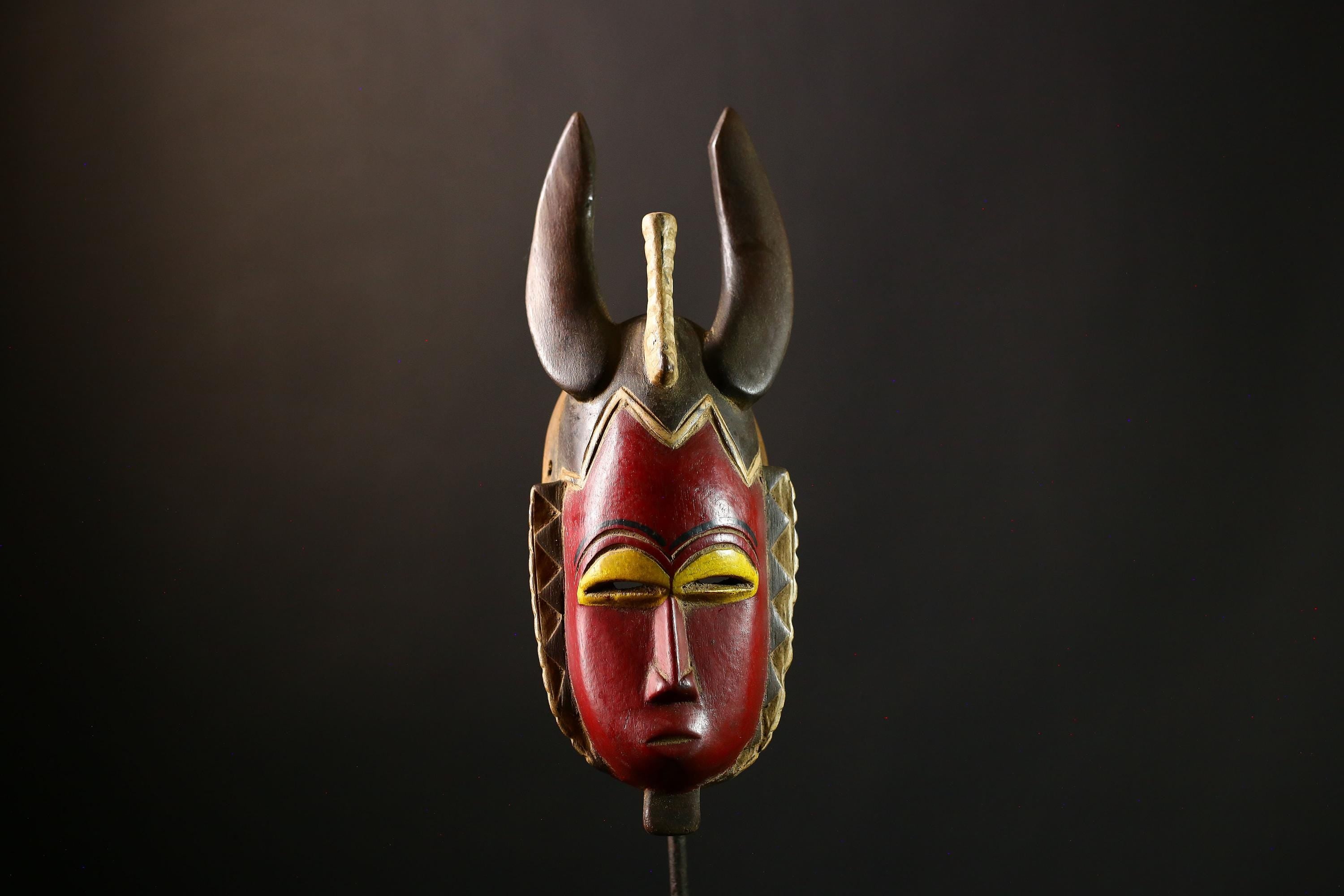 African Mask Stunning Vintage Baule African Mask from Guro Tribe | Unique Tribal Art Wall Decor | Collectible Home Accent-G3851