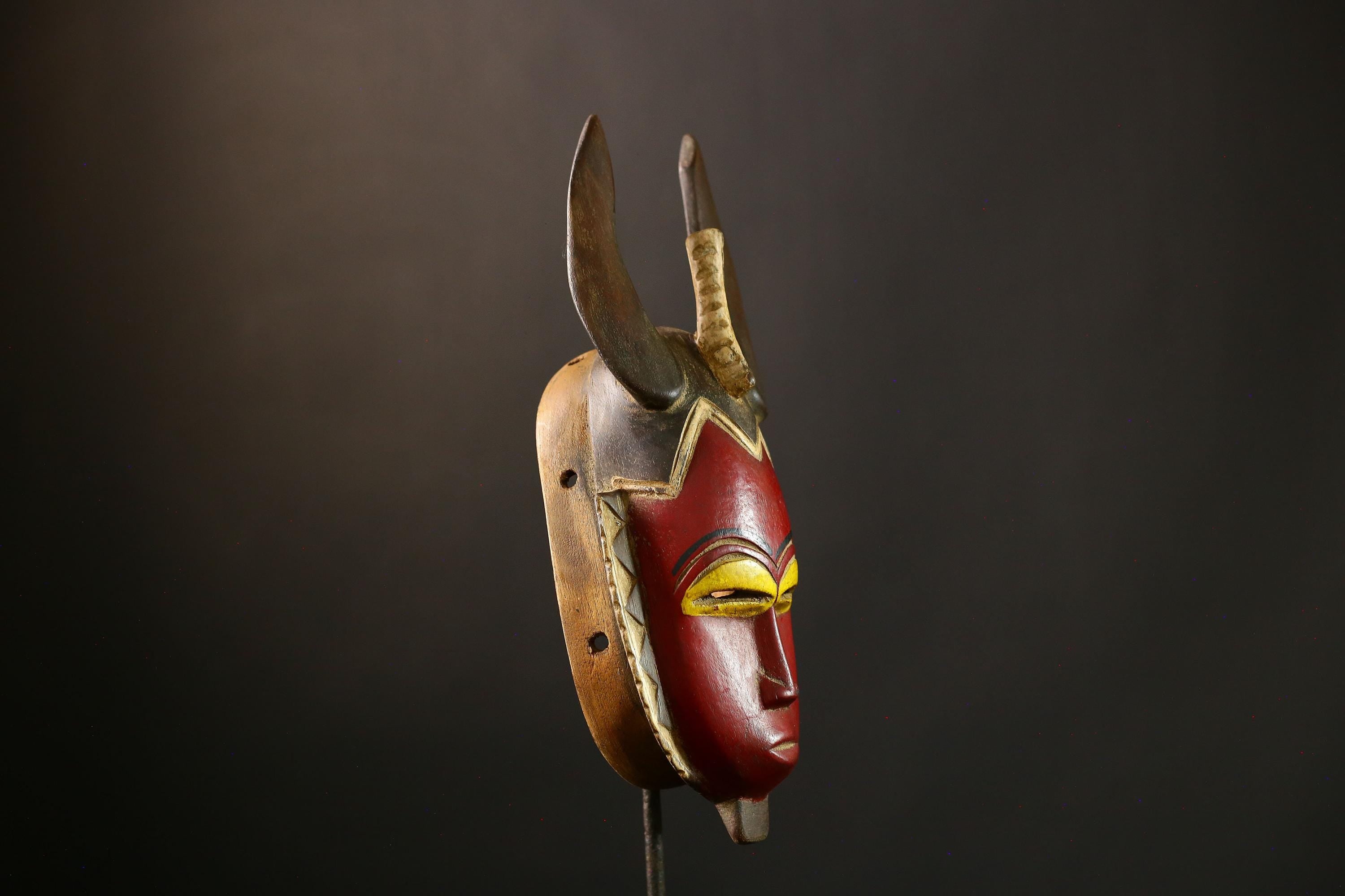 African Mask Stunning Vintage Baule African Mask from Guro Tribe | Unique Tribal Art Wall Decor | Collectible Home Accent-G3851