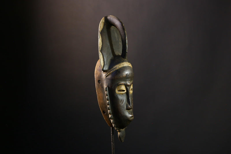 African Mask - Hand-Carved Wooden Guro Tribal Art, Decorative Black Wall Mask, Authentic African Sculpture, Unique Ethnic Home Decor -G3849