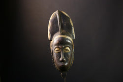 African Mask - Hand-Carved Wooden Guro Tribal Art, Decorative Black Wall Mask, Authentic African Sculpture, Unique Ethnic Home Decor -G3849