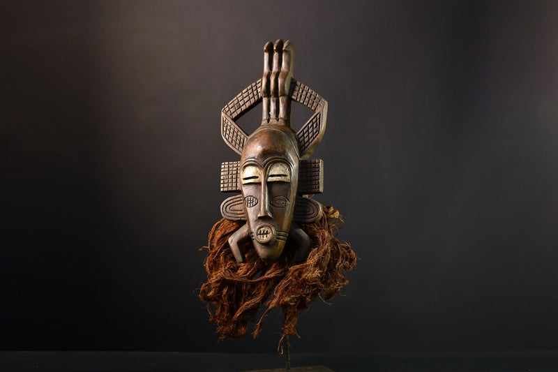 African Mask Senufo Kalao Bird Art - Handcrafted Tribal Wall Decor, Unique Cultural Home Accent, Ethnic Sculpture for Collectors -G3847