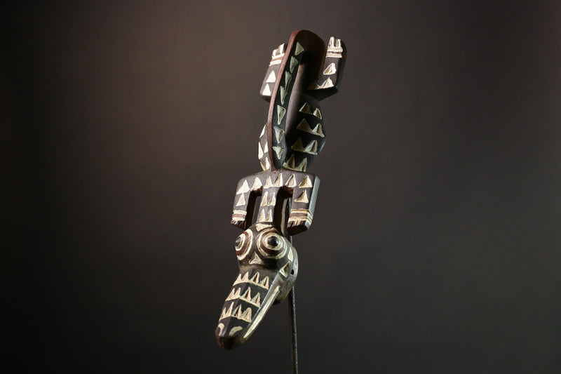 African Bobo Mask Tribal Face Crocodile Mask from Burkina Faso Unique Art for Home Decor or Collectors-G1373