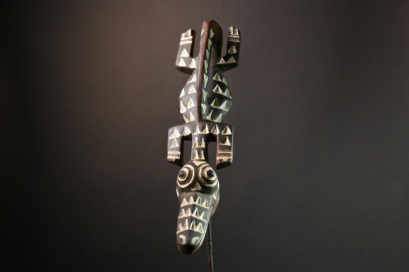 African Bobo Mask Tribal Face Crocodile Mask from Burkina Faso Unique Art for Home Decor or Collectors-G1373