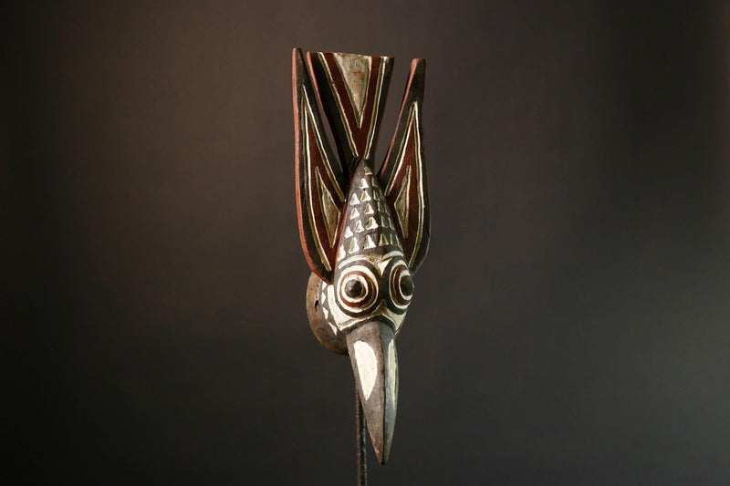 African Bobo Bird Mask Unique Antique Face Mask Wall Hanging Tribal Art Decor for Home Decor and Cultural Enthusiasts-G1412