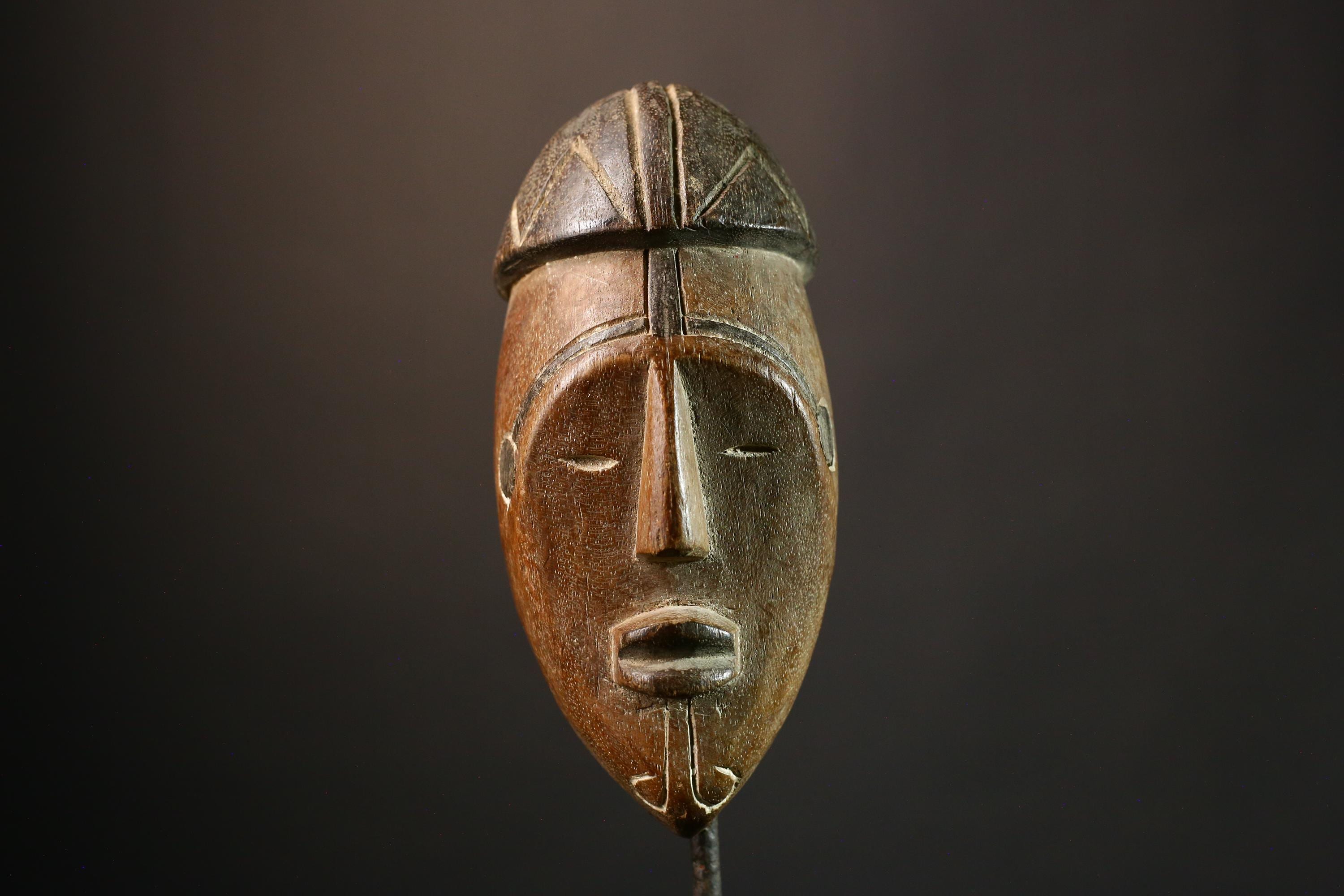 African mask Vintage Dan Masks Tribal Face Antique Wood Carved Wall Hanging Art Unique Decor for Collectors and Cultural Enthusiasts -3461