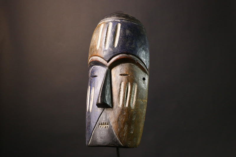 Authentic African Nigerian Igbo Wood Carved Spirit Mask Unique Tribal Art Decor Handmade for Home and Cultural Enthusiasts-G2007