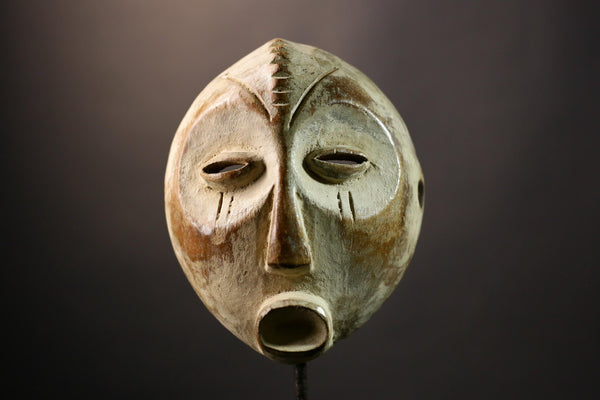 Vintage African Lega Mask Traditional Carved Wall Hanging Art Unique Home Decor for Cultural Elegance and Artistic Interior Design-G3617