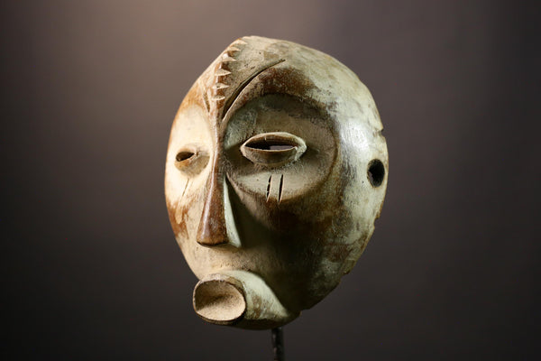 Vintage African Lega Mask Traditional Carved Wall Hanging Art Unique Home Decor for Cultural Elegance and Artistic Interior Design-G3617