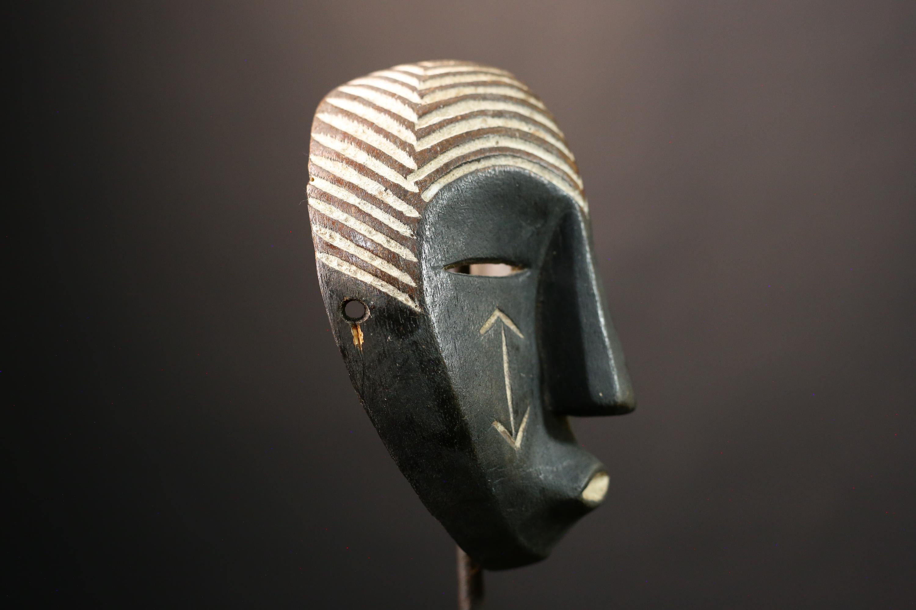 Vintage African Lega Mask Traditional Carved Wall Hanging Art Unique Home Decor for Cultural Elegance and Artistic Interior Design-G3615