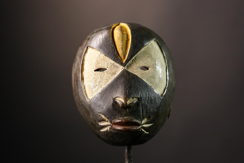 Primitive African Mask Faces Unique Lega Mask from Lengola Tribe, DR Congo Authentic Tribal Decor for Home and Cultural Appeal -G3614