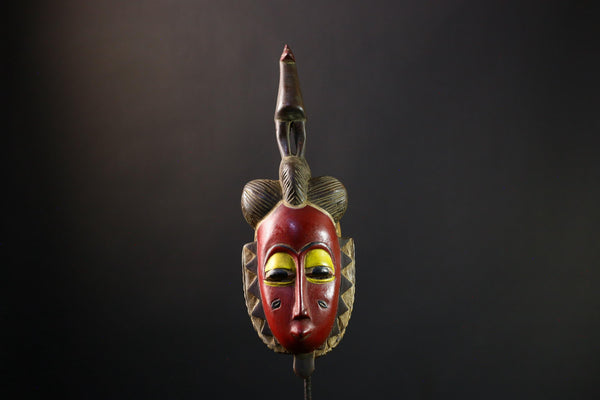 African Guro African Mask Vintage Hand-Carved Wood Tribal Decorative Art -G3865