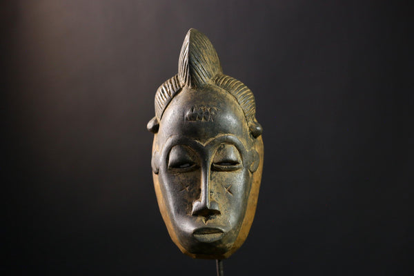 African Baule Mask Tribal Carved Wood Face Côte d’Ivoire Art Collectible Vintage Wall Decor Handcrafted Ethnic Sculpture-G1979