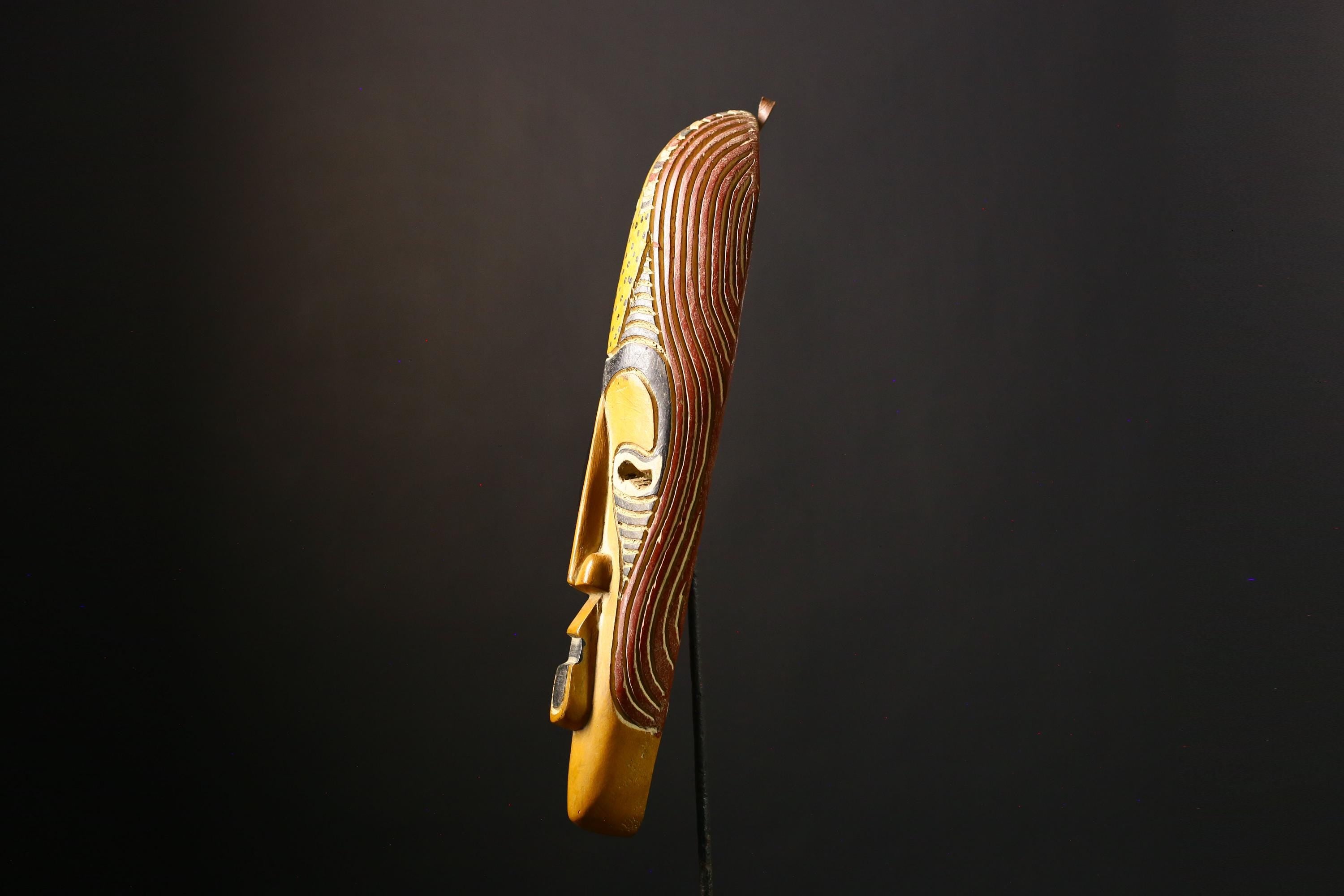 African Ghana Mask - Handmade Wooden Tribal Wall Art, Unique Collectible Sculpture for Home Decor-G1974