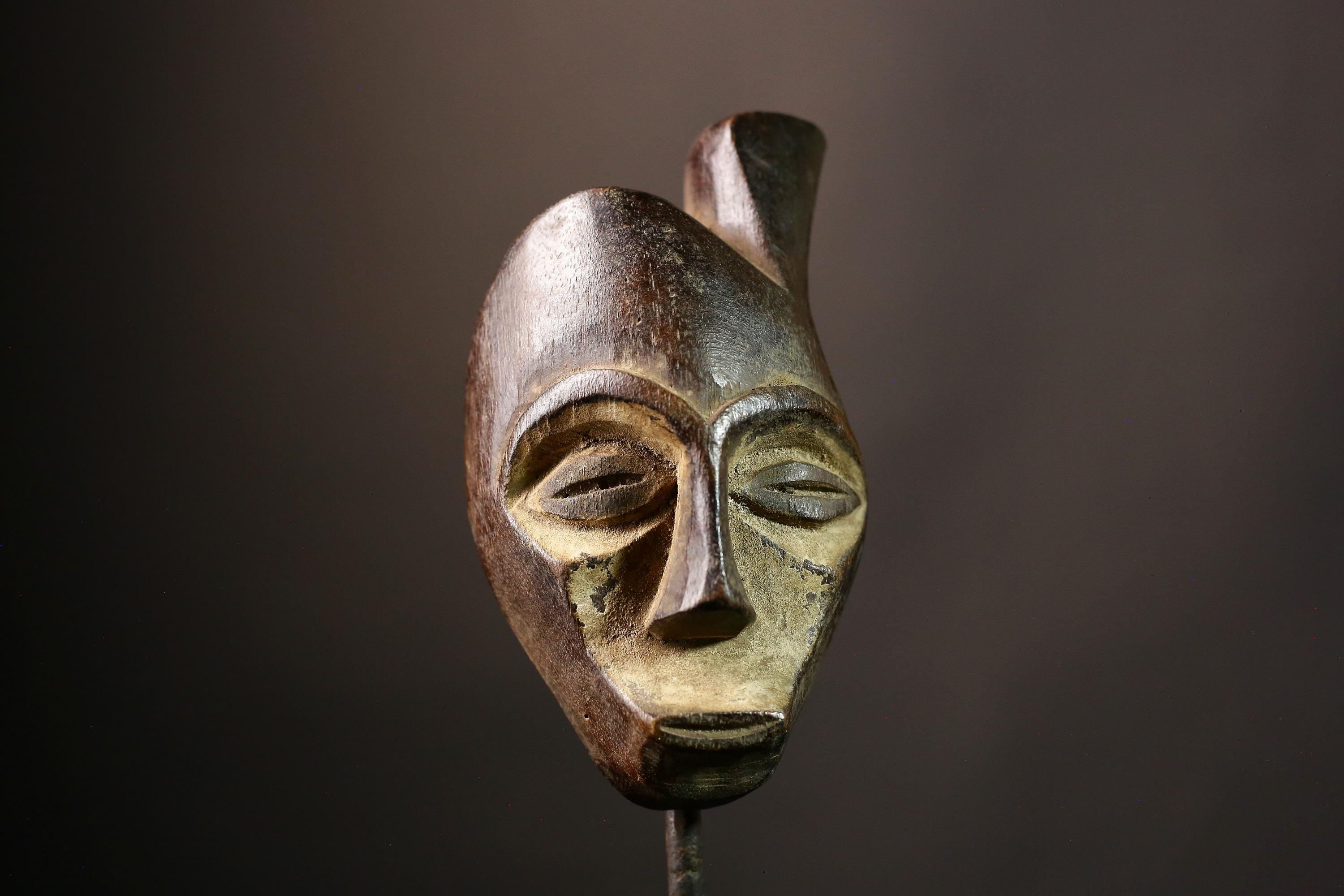 Vintage African Lega Mask from Congo Bwami Traditional Wall Art Authentic Tribal Decor Unique Home Accent Cultural Heritage Piece-G3626