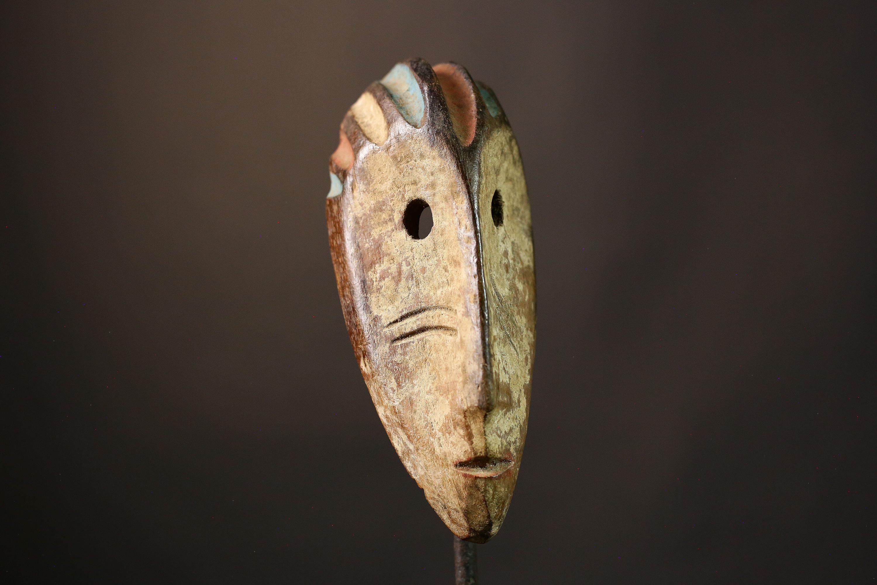 Vintage African Lega Mask from Congo Bwami Traditional Wall Art Authentic Tribal Decor Unique Home Accent Cultural Heritage Piece-G3625