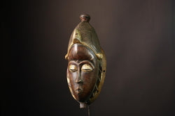 African African Guro Mask Handcrafted Solid Wood Tribal Art Elegant Black Decor Authentic Cultural Home Accent Unique Artisan Piece-G2033