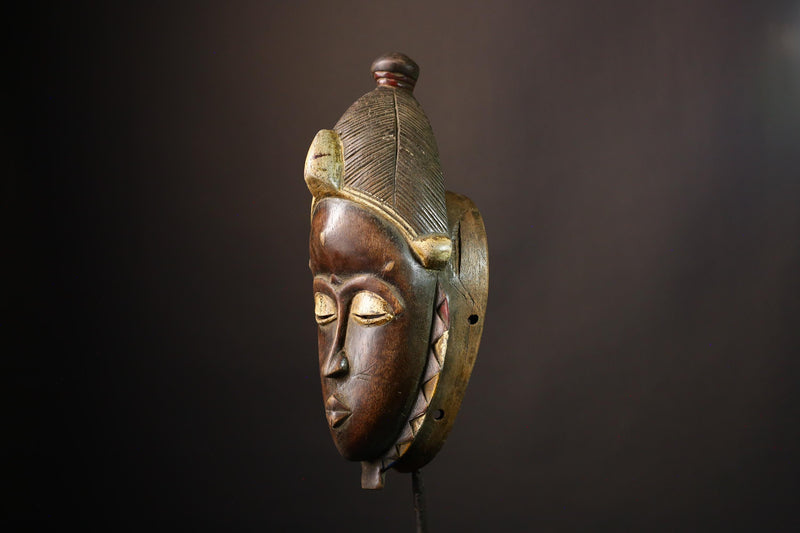 African African Guro Mask Handcrafted Solid Wood Tribal Art Elegant Black Decor Authentic Cultural Home Accent Unique Artisan Piece-G2033