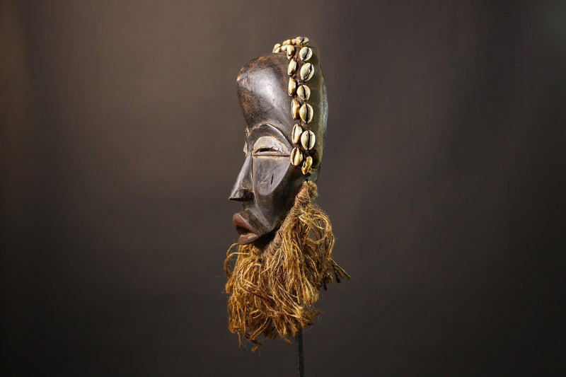 African Hand-Carved Tribal Mask Unique Wooden Wall Decor from Dan Tribe Authentic Collectible Art Exquisite Cultural Home Accent Piece-9627