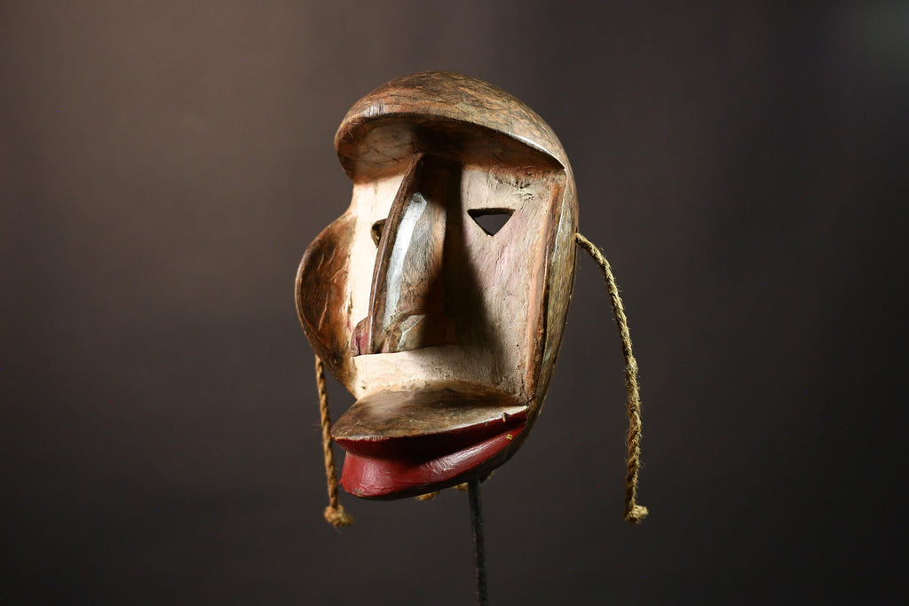 African Hand Carved Wooden Mask Unique Tribal Art Sculpture Authentic Decor Handmade African Wall Art Ethnic Home Accent-8180