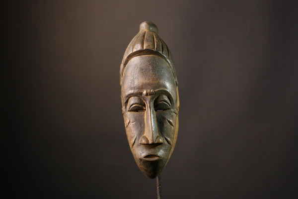 Authentic African Hand Carved Tribal Mask Vintage Wood Wall Hanging Guro People Artwork for Home Décor and Cultural Display-5222