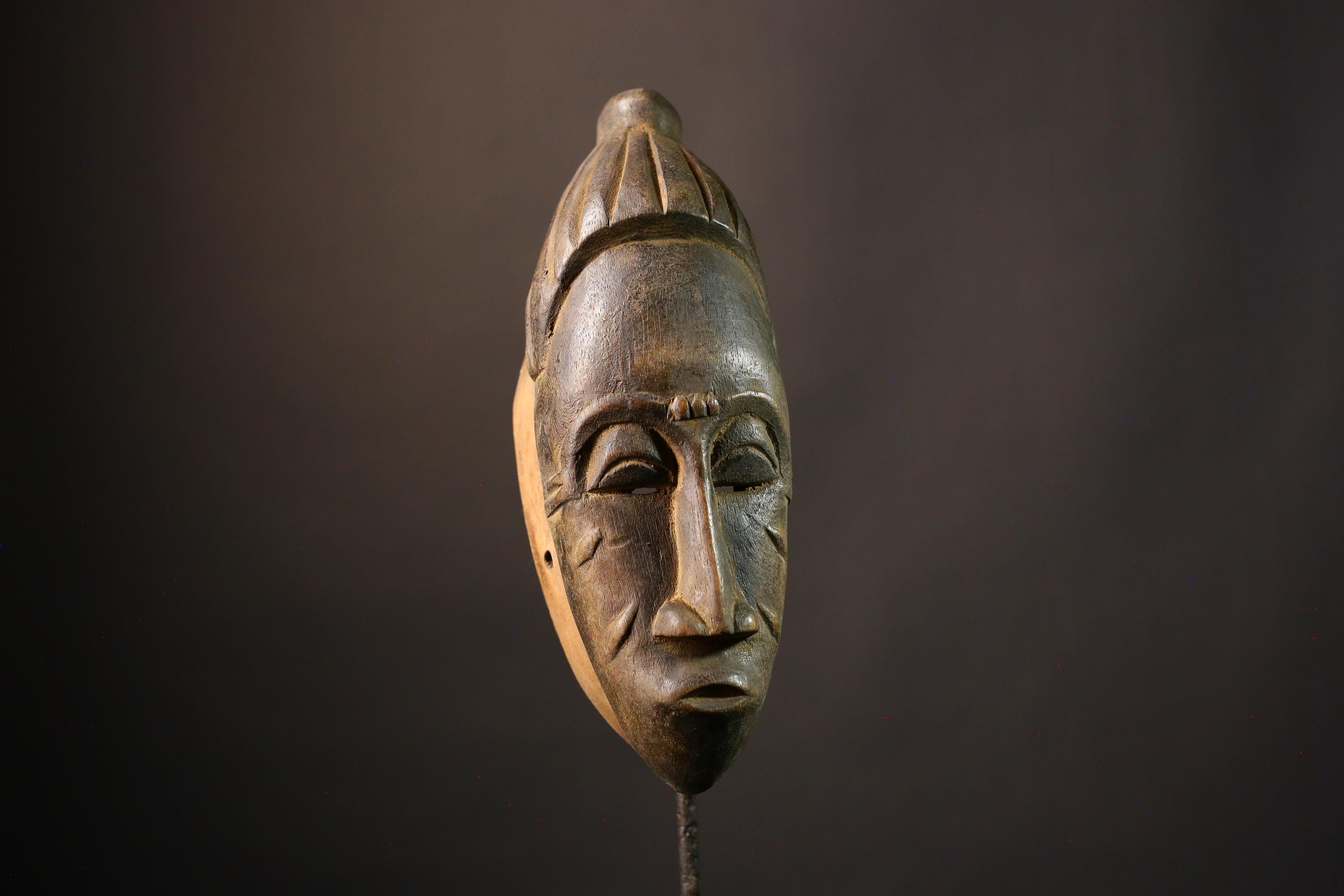 Authentic African Hand Carved Tribal Mask Vintage Wood Wall Hanging Guro People Artwork for Home Décor and Cultural Display-5222