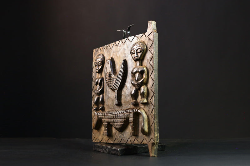African Door Hand-Carved Vintage Wooden Tribal Art, Unique Wall Decor Piece, African Home Collectible, Rustic Accent Decor-G3889
