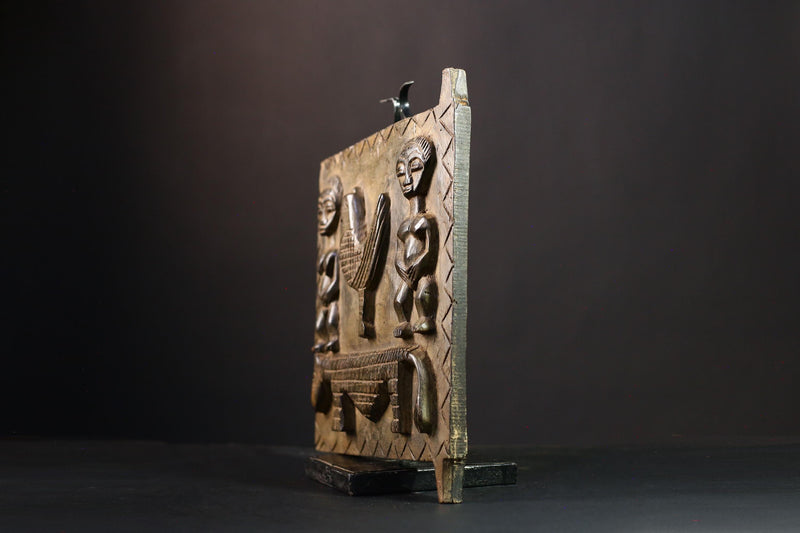 African Door Hand-Carved Vintage Wooden Tribal Art, Unique Wall Decor Piece, African Home Collectible, Rustic Accent Decor-G3889