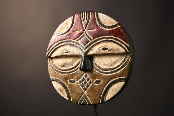 Authentic African Antique Wall Mask Vintage Teke Eket Tribal Art Traditional Masque Home Decor for Unique Cultural Display-G3641