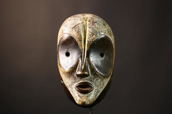 African Antique Wood Mask Unique Lega Wall Art Ethnic Home Decor Accent Traditional African Sculpture Vintage Tribal Art Piece-G3637