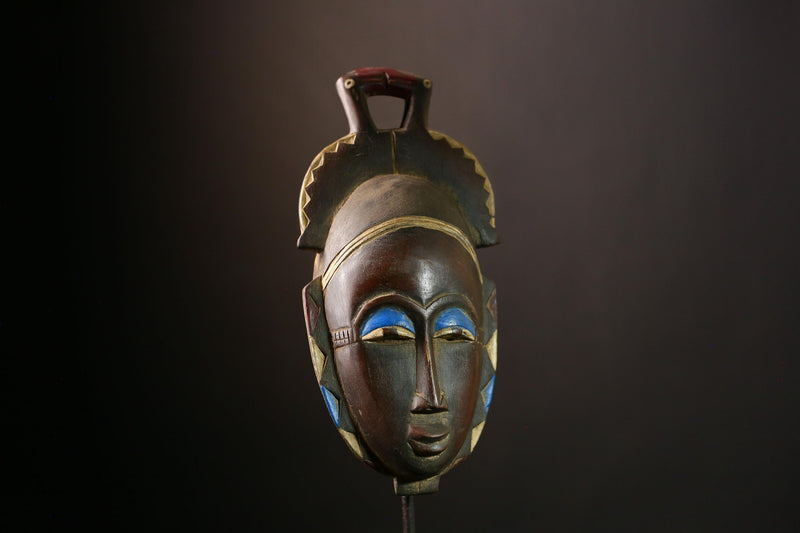 African Baule Mask: Hand-Carved Wooden Tribal Wall Art, Unique Decor Piece for Cultured Homes, Stunning African Sculpture Accent-G3913