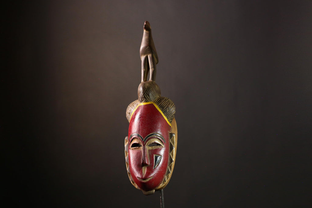 African Baule Mask: Hand-Carved Wooden Tribal Wall Art, Unique Decor Piece for Cultured Homes, Stunning African Sculpture Accent-G3908