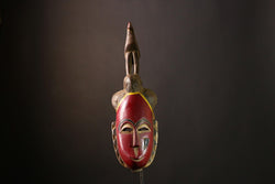 African Baule Mask: Hand-Carved Wooden Tribal Wall Art, Unique Decor Piece for Cultured Homes, Stunning African Sculpture Accent-G3908