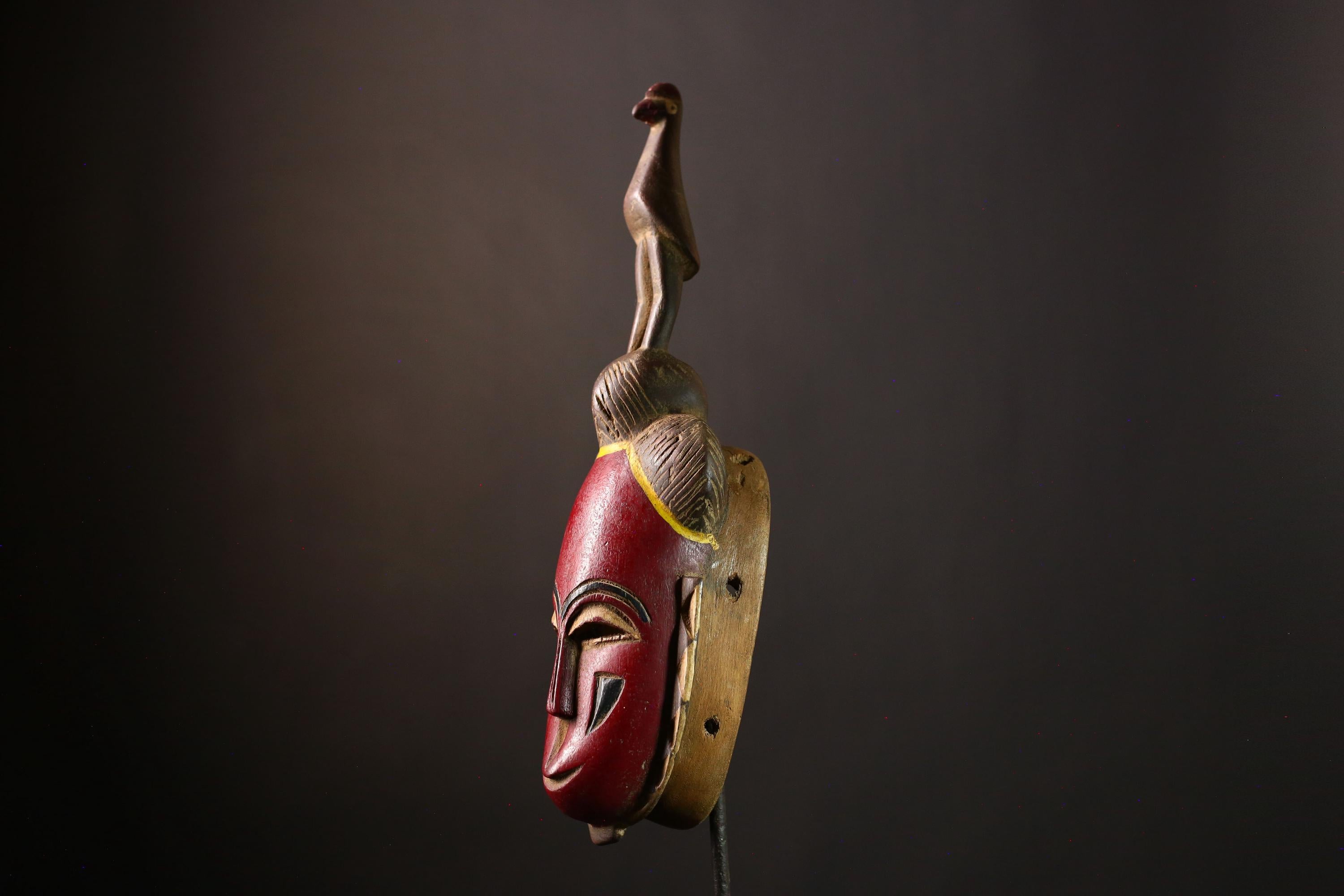 African Baule Mask: Hand-Carved Wooden Tribal Wall Art, Unique Decor Piece for Cultured Homes, Stunning African Sculpture Accent-G3908