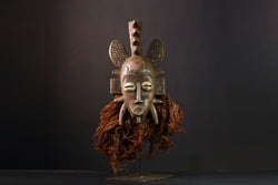 Exquisite Senufo Tribal Wood Art - Authentic African Mask with Rich Patina and Cultural Significance, Unique Wall Hanging Sculpture-G3906