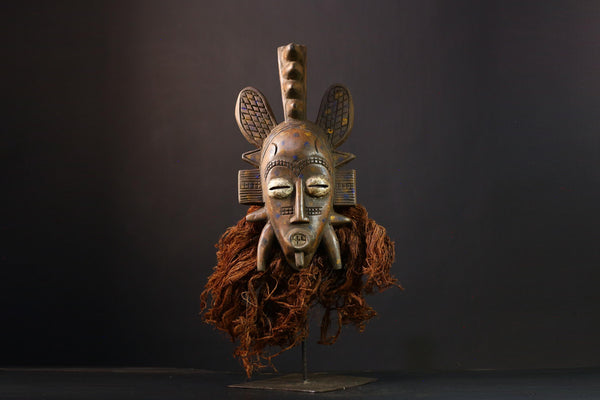 Exquisite Senufo Tribal Wood Art - Authentic African Mask with Rich Patina and Cultural Significance, Unique Wall Hanging Sculpture-G3906